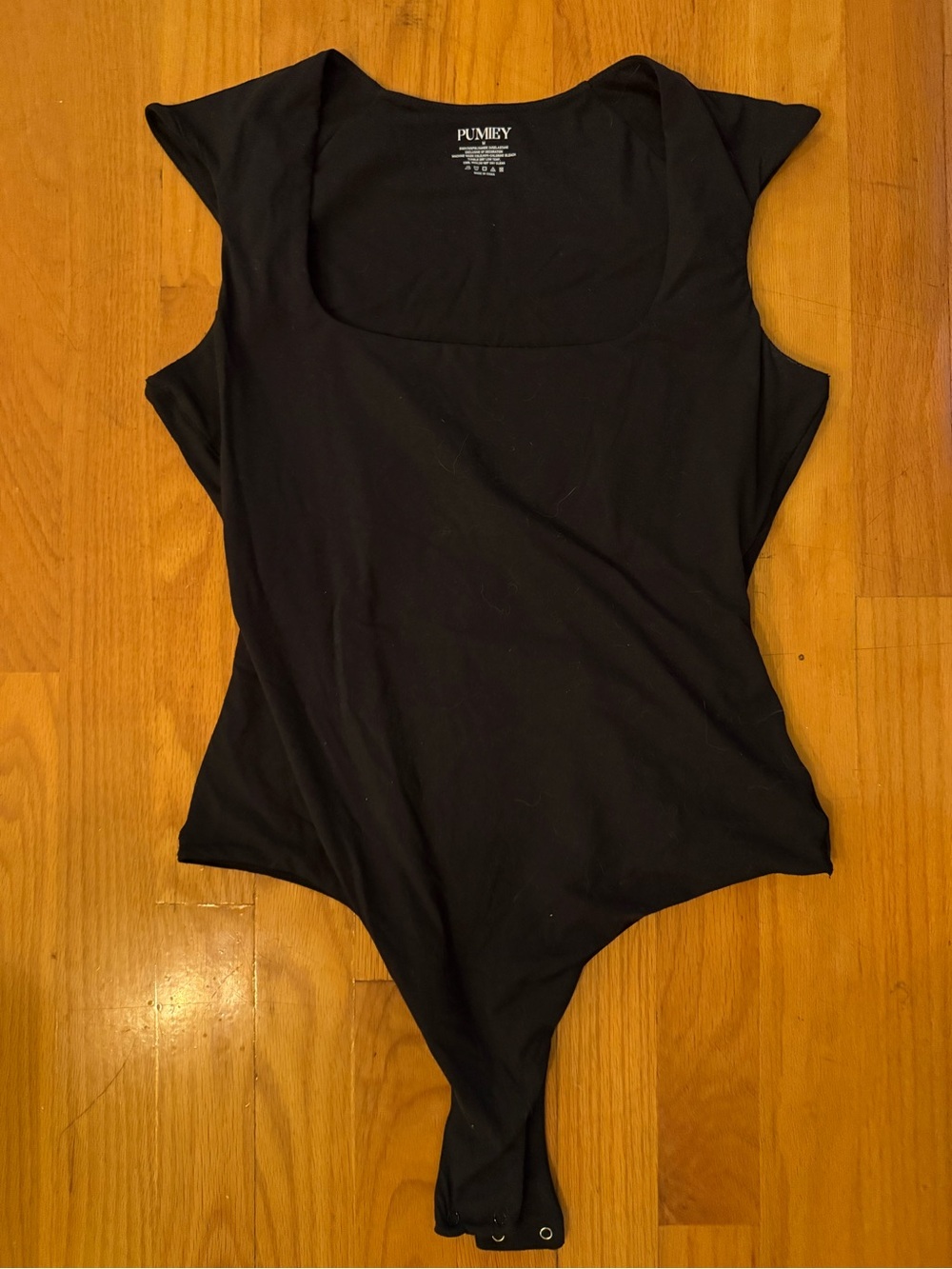 Pumsey Black Scoop Neck Cap Sleeve Bodysuit